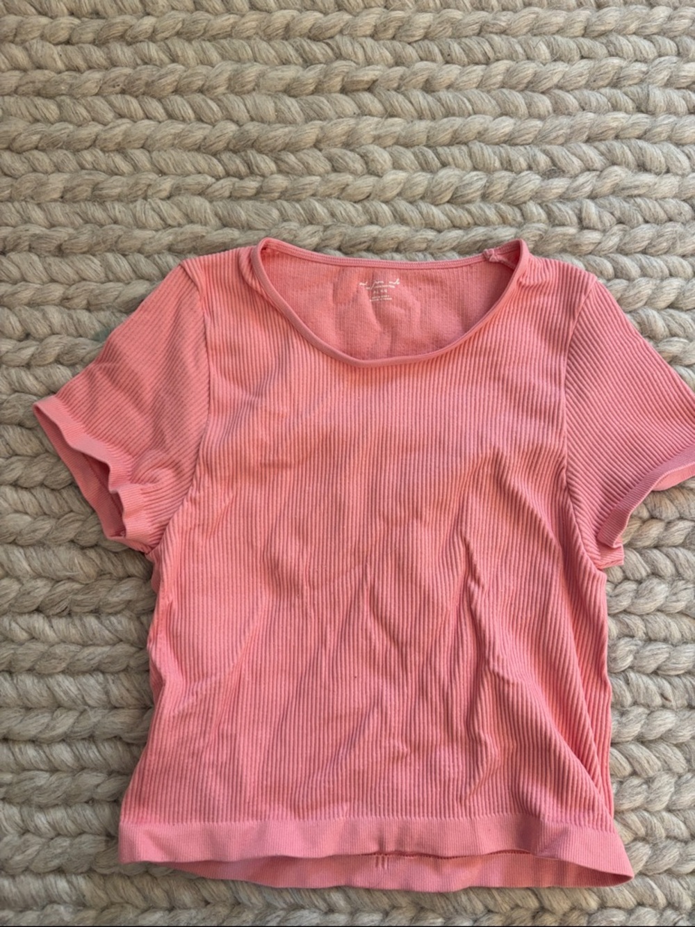 Out from under for Urban Outfitters Ribbed Short Sleeve Top in Coral Pink